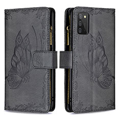 Coque Portefeuille Papillon Livre Cuir Etui Clapet B03F pour Samsung Galaxy A02s Noir