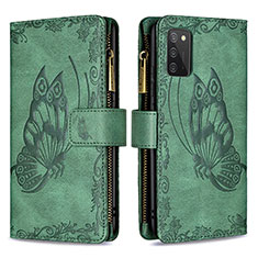 Coque Portefeuille Papillon Livre Cuir Etui Clapet B03F pour Samsung Galaxy A02s Vert