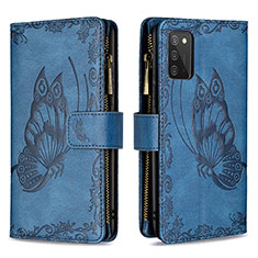 Coque Portefeuille Papillon Livre Cuir Etui Clapet B03F pour Samsung Galaxy A03s Bleu