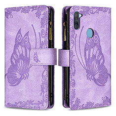 Coque Portefeuille Papillon Livre Cuir Etui Clapet B03F pour Samsung Galaxy A11 Violet Clair