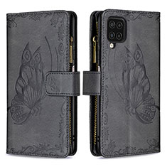 Coque Portefeuille Papillon Livre Cuir Etui Clapet B03F pour Samsung Galaxy A12 Nacho Noir