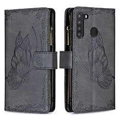 Coque Portefeuille Papillon Livre Cuir Etui Clapet B03F pour Samsung Galaxy A21 Noir