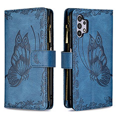 Coque Portefeuille Papillon Livre Cuir Etui Clapet B03F pour Samsung Galaxy A32 5G Bleu