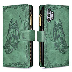 Coque Portefeuille Papillon Livre Cuir Etui Clapet B03F pour Samsung Galaxy A32 5G Vert