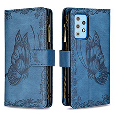 Coque Portefeuille Papillon Livre Cuir Etui Clapet B03F pour Samsung Galaxy A52 4G Bleu