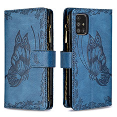 Coque Portefeuille Papillon Livre Cuir Etui Clapet B03F pour Samsung Galaxy A71 5G Bleu