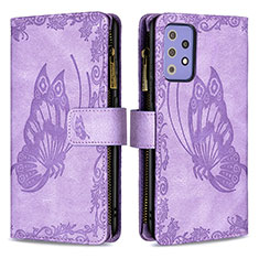 Coque Portefeuille Papillon Livre Cuir Etui Clapet B03F pour Samsung Galaxy A72 4G Violet Clair