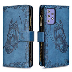 Coque Portefeuille Papillon Livre Cuir Etui Clapet B03F pour Samsung Galaxy A72 5G Bleu