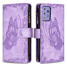 Coque Portefeuille Papillon Livre Cuir Etui Clapet B03F pour Samsung Galaxy A72 5G Violet Clair