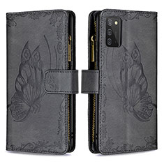 Coque Portefeuille Papillon Livre Cuir Etui Clapet B03F pour Samsung Galaxy F02S SM-E025F Noir