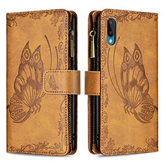 Coque Portefeuille Papillon Livre Cuir Etui Clapet B03F pour Samsung Galaxy M02 Marron