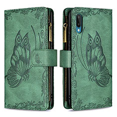 Coque Portefeuille Papillon Livre Cuir Etui Clapet B03F pour Samsung Galaxy M02 Vert