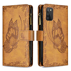 Coque Portefeuille Papillon Livre Cuir Etui Clapet B03F pour Samsung Galaxy M02s Marron