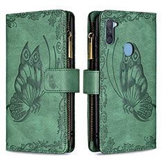 Coque Portefeuille Papillon Livre Cuir Etui Clapet B03F pour Samsung Galaxy M11 Vert