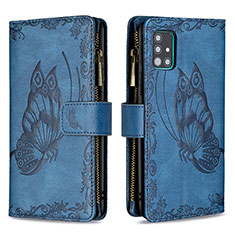 Coque Portefeuille Papillon Livre Cuir Etui Clapet B03F pour Samsung Galaxy M40S Bleu