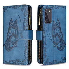 Coque Portefeuille Papillon Livre Cuir Etui Clapet B03F pour Samsung Galaxy S20 FE 5G Bleu