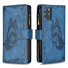 Coque Portefeuille Papillon Livre Cuir Etui Clapet B03F pour Samsung Galaxy S20 Plus 5G Bleu