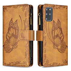 Coque Portefeuille Papillon Livre Cuir Etui Clapet B03F pour Samsung Galaxy S20 Plus 5G Marron