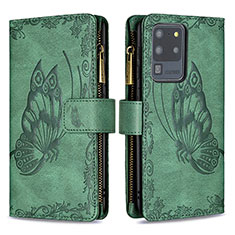 Coque Portefeuille Papillon Livre Cuir Etui Clapet B03F pour Samsung Galaxy S20 Ultra 5G Vert