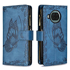 Coque Portefeuille Papillon Livre Cuir Etui Clapet B03F pour Xiaomi Mi 10i 5G Bleu