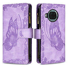 Coque Portefeuille Papillon Livre Cuir Etui Clapet B03F pour Xiaomi Mi 10i 5G Violet Clair