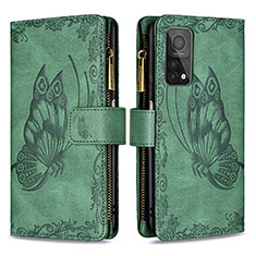 Coque Portefeuille Papillon Livre Cuir Etui Clapet B03F pour Xiaomi Mi 10T 5G Vert