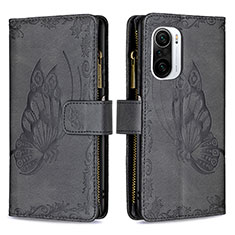 Coque Portefeuille Papillon Livre Cuir Etui Clapet B03F pour Xiaomi Mi 11i 5G Noir