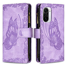 Coque Portefeuille Papillon Livre Cuir Etui Clapet B03F pour Xiaomi Mi 11X Pro 5G Violet Clair