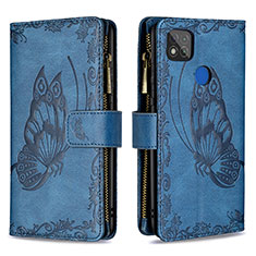 Coque Portefeuille Papillon Livre Cuir Etui Clapet B03F pour Xiaomi POCO C3 Bleu