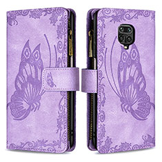 Coque Portefeuille Papillon Livre Cuir Etui Clapet B03F pour Xiaomi Poco M2 Pro Violet Clair