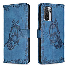 Coque Portefeuille Papillon Livre Cuir Etui Clapet B03F pour Xiaomi Poco M5S Bleu
