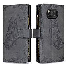 Coque Portefeuille Papillon Livre Cuir Etui Clapet B03F pour Xiaomi Poco X3 NFC Noir