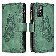 Coque Portefeuille Papillon Livre Cuir Etui Clapet B03F pour Xiaomi Redmi 10 (2022) Vert