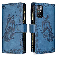 Coque Portefeuille Papillon Livre Cuir Etui Clapet B03F pour Xiaomi Redmi 10 4G Bleu