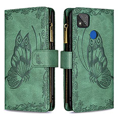 Coque Portefeuille Papillon Livre Cuir Etui Clapet B03F pour Xiaomi Redmi 10A 4G Vert