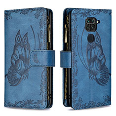 Coque Portefeuille Papillon Livre Cuir Etui Clapet B03F pour Xiaomi Redmi 10X 4G Bleu