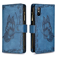 Coque Portefeuille Papillon Livre Cuir Etui Clapet B03F pour Xiaomi Redmi 9AT Bleu