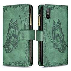 Coque Portefeuille Papillon Livre Cuir Etui Clapet B03F pour Xiaomi Redmi 9AT Vert