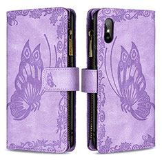 Coque Portefeuille Papillon Livre Cuir Etui Clapet B03F pour Xiaomi Redmi 9i Violet Clair