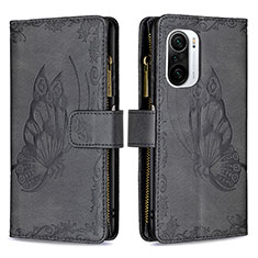 Coque Portefeuille Papillon Livre Cuir Etui Clapet B03F pour Xiaomi Redmi K40 5G Noir