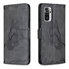 Coque Portefeuille Papillon Livre Cuir Etui Clapet B03F pour Xiaomi Redmi Note 10 4G Noir