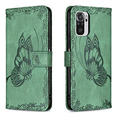 Coque Portefeuille Papillon Livre Cuir Etui Clapet B03F pour Xiaomi Redmi Note 10 4G Vert