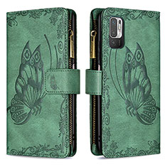 Coque Portefeuille Papillon Livre Cuir Etui Clapet B03F pour Xiaomi Redmi Note 10 5G Vert