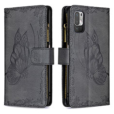 Coque Portefeuille Papillon Livre Cuir Etui Clapet B03F pour Xiaomi Redmi Note 10T 5G Noir