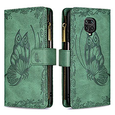 Coque Portefeuille Papillon Livre Cuir Etui Clapet B03F pour Xiaomi Redmi Note 9 Pro Max Vert