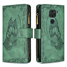 Coque Portefeuille Papillon Livre Cuir Etui Clapet B03F pour Xiaomi Redmi Note 9 Vert