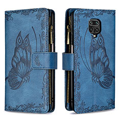 Coque Portefeuille Papillon Livre Cuir Etui Clapet B03F pour Xiaomi Redmi Note 9S Bleu