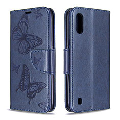 Coque Portefeuille Papillon Livre Cuir Etui Clapet B13F pour Samsung Galaxy A01 SM-A015 Bleu