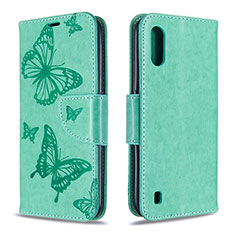 Coque Portefeuille Papillon Livre Cuir Etui Clapet B13F pour Samsung Galaxy A01 SM-A015 Vert