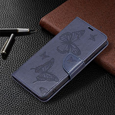 Coque Portefeuille Papillon Livre Cuir Etui Clapet B13F pour Samsung Galaxy S21 FE 5G Bleu